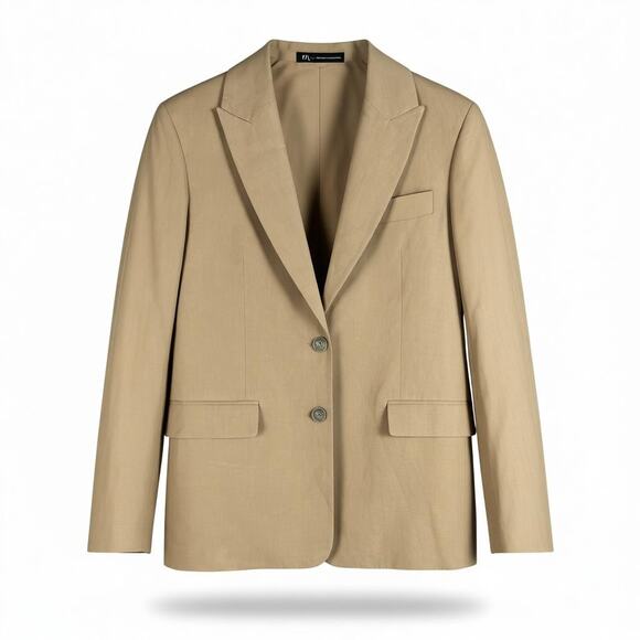 NWT Women's COS Tan Linen Blend Two-Button Work Office Blazer - Size 2 $190 - Picture 1 of 10